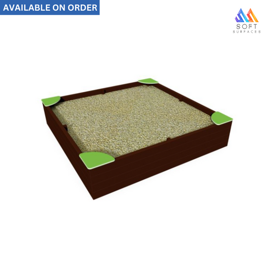 A gymnastics floor exercise trainer with a beige and green surface, available on order.