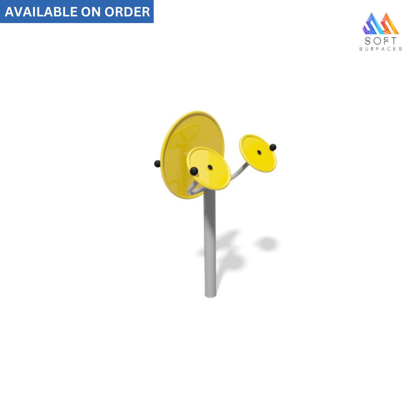 A yellow and black punching bag stand with a round base and a vertical pole, designed for boxing and martial arts training equipment.