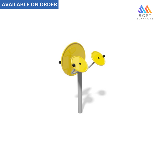 A yellow and black punching bag stand with a round base and a vertical pole, designed for boxing and martial arts training equipment.