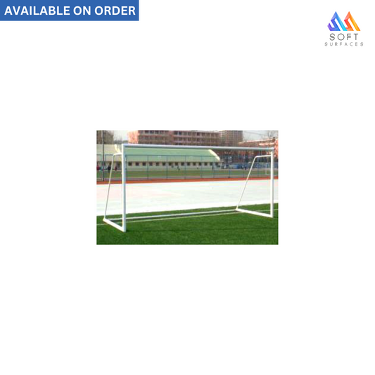 A 3x2 m aluminum soccer goal set on an outdoor field with a white net.