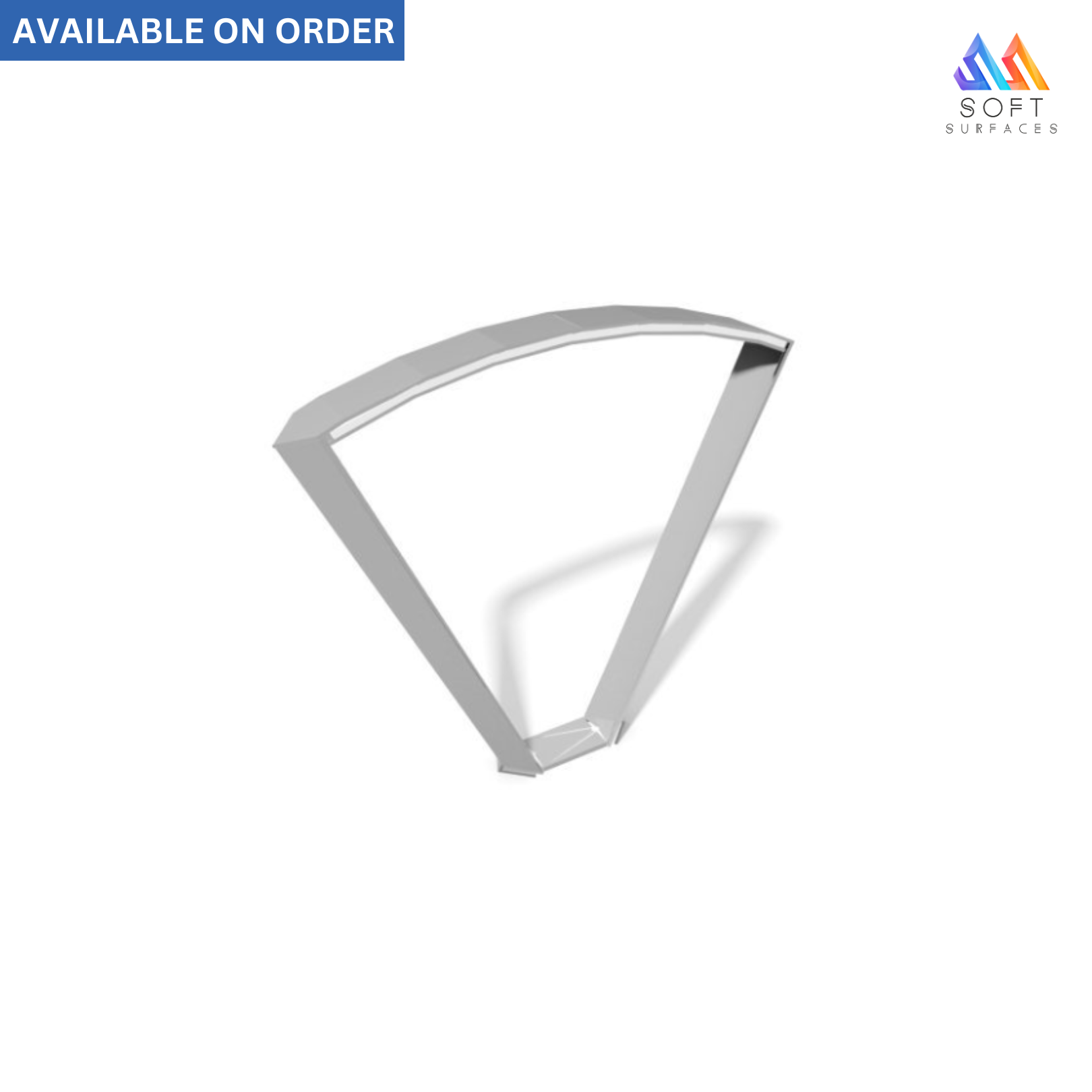 A silver bicycle stand with a triangular base and an arched top design, placed against a white background .