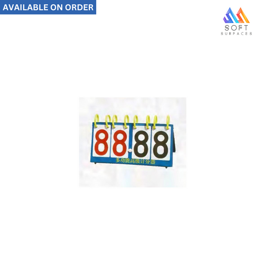A digital multifunction scoreboard made of PVC material with the numbers 88 displayed prominently in red and black on a blue background.