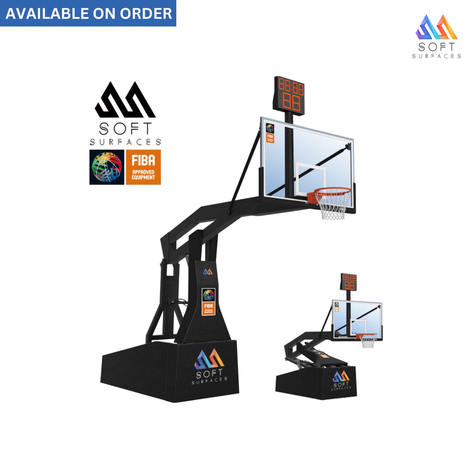 Portable Electric Hydraulic Fold and Electric Wheels Basketball Hoops ...